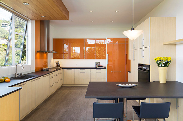 Example of a minimalist kitchen design in San Francisco
