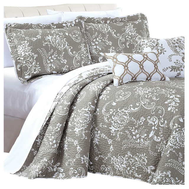 LA Boheme 5 Piece Printed Bed Spread Set Contemporary Quilts And