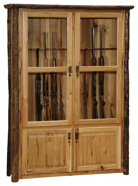 Hickory Log Twelve Gun Cabinet Standard Finish Rustic China