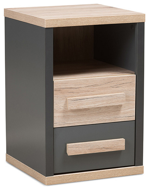 Urban Designs Pandora Dark Grey And Light Brown Two Tone 2 Drawer