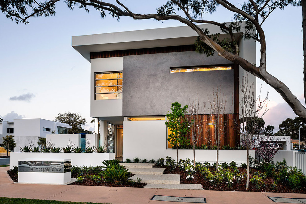 Contemporary stucco exterior in Perth.