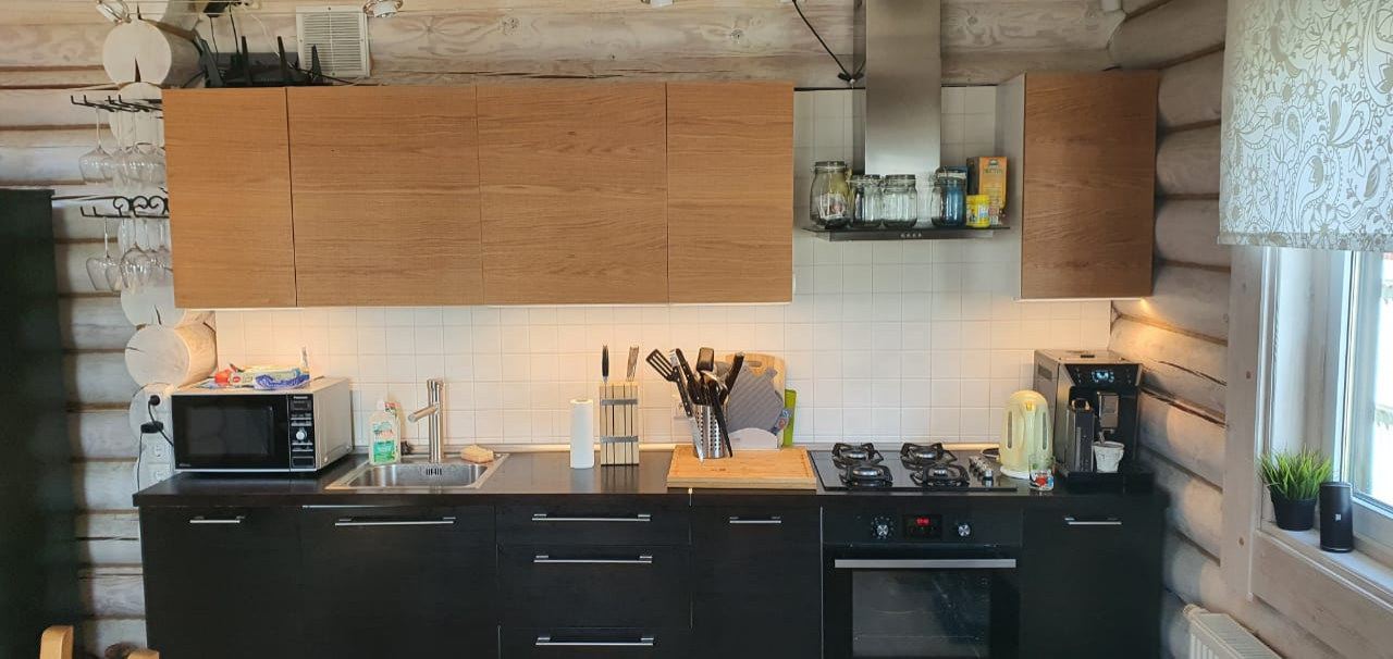 Фасады для кухни Икеа Фактум в шпоне Дуб 3D для загородного дома Сергея