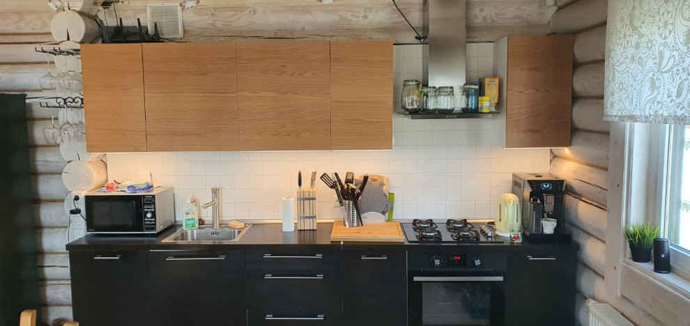 Фасады для кухни Икеа Фактум в шпоне Дуб 3D для загородного дома Сергея