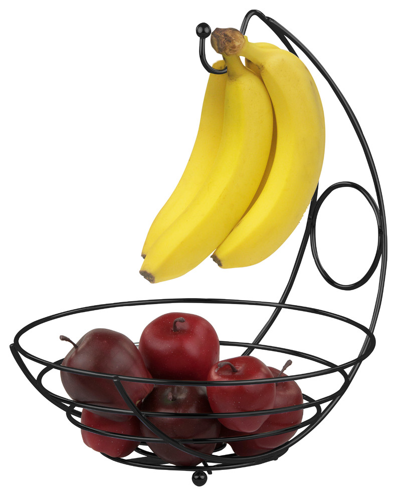 Home Basics Black Fruit Bowl with Banana Tree
