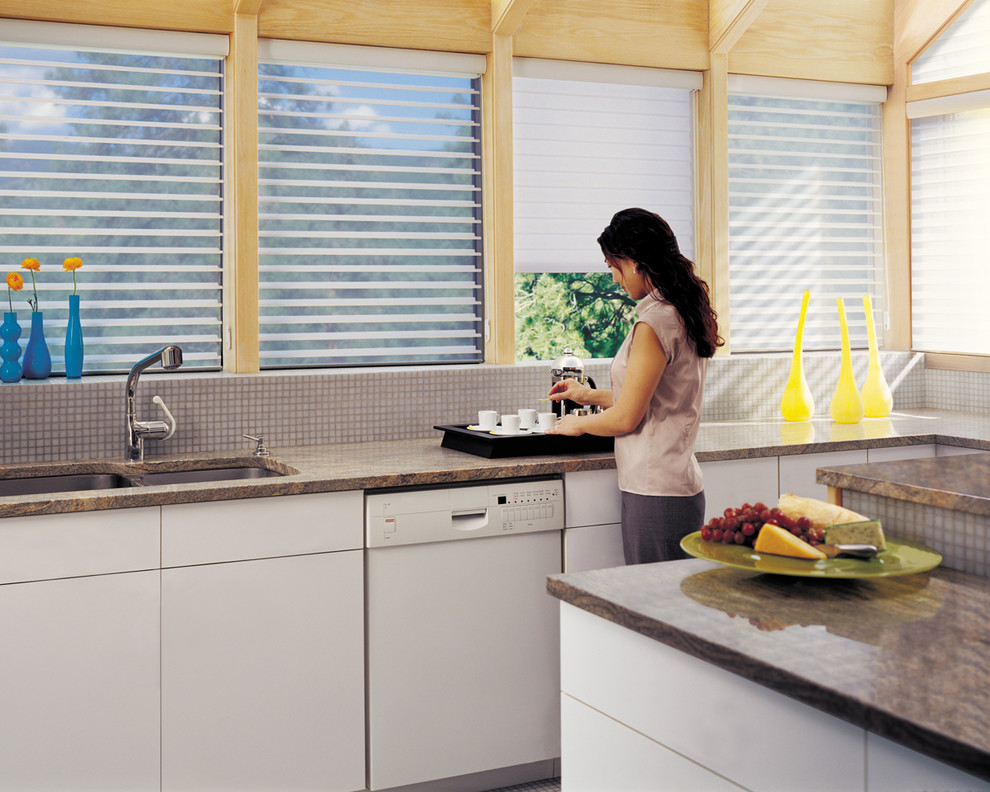 Trendy galley eat-in kitchen photo