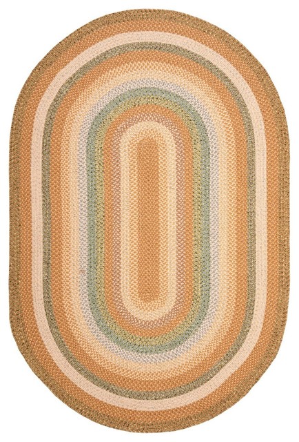 Braided Braided Area Rug, Tan, Multi Color, Oval 9'0"x12'