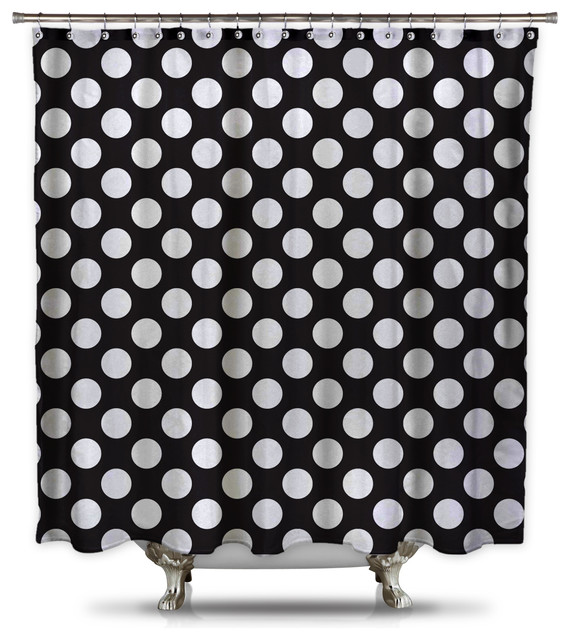 Black And White Polka Dot Shower Curtain Contemporary Shower