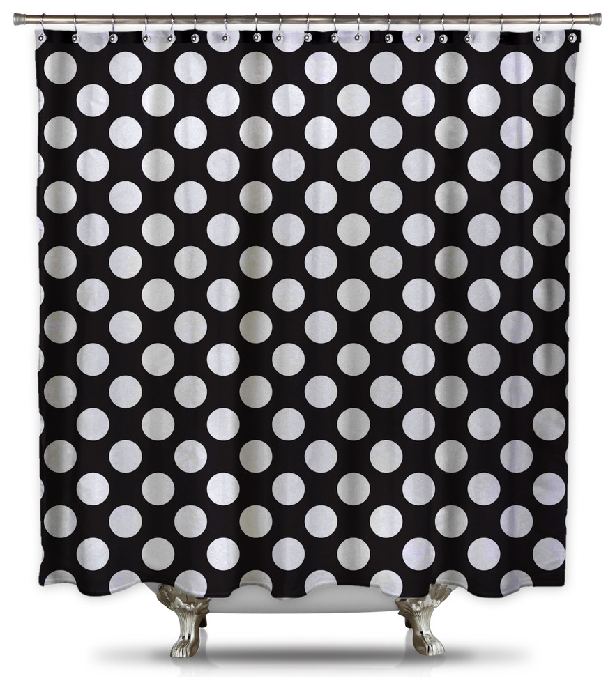 Black And White Polka Dot Shower Curtain Contemporary Shower