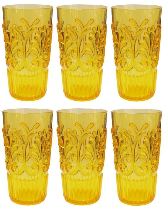 Florence Iced Tea Glasses, Yellow, Set of 6