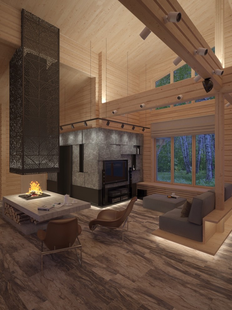 проект интерьеров коттеджа из бруса