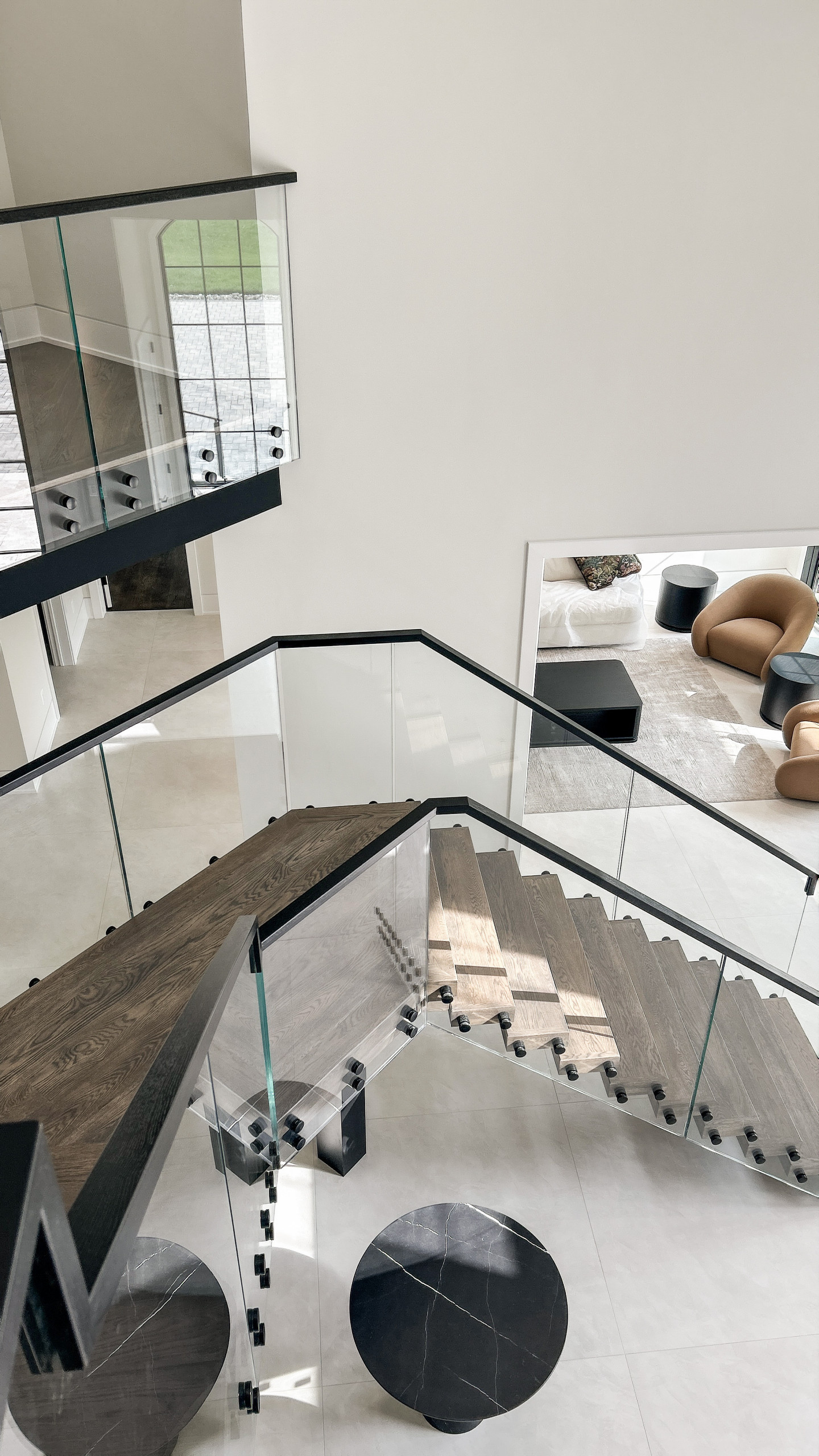 Project #159 | Modern Foyer Stair with Stand-off Glass Railing