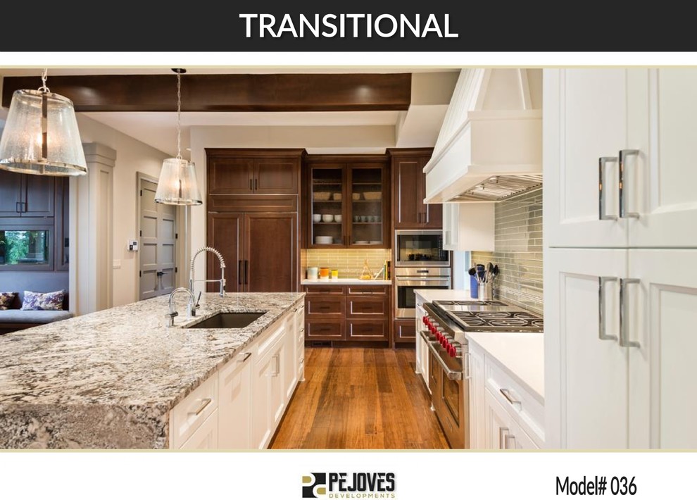 Kitchen - transitional kitchen idea in Houston with an undermount sink and an island