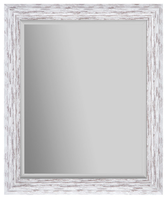 24 X30 Distressed Scoop Framed Beveled Wall Accent Mirror