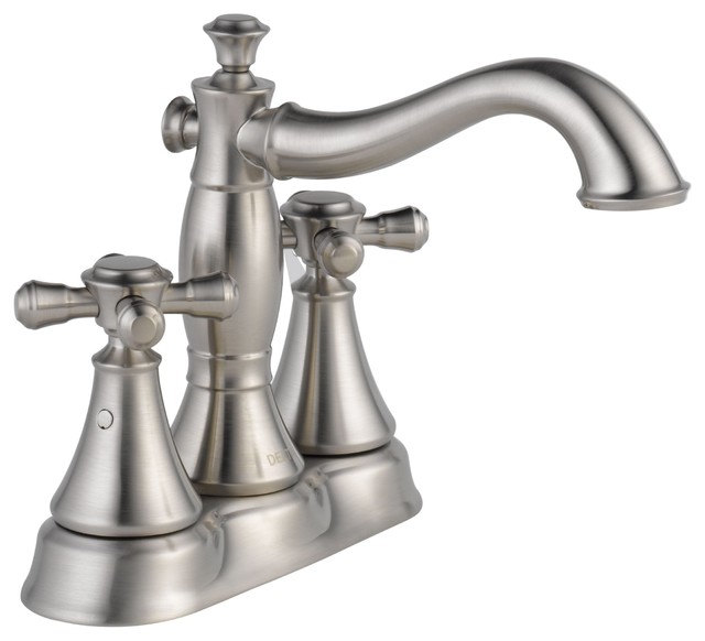 Delta Cidy Centerset Cross Handle Faucet In Stainless Steel With Delta Cidy Centerset Cross Handle Faucet In Stainless Steel With Drain D1896v