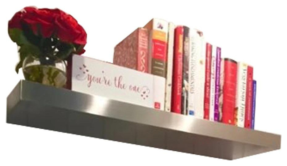 24"x10"x2.0" Brushed Stainless Steel Floating Shelf