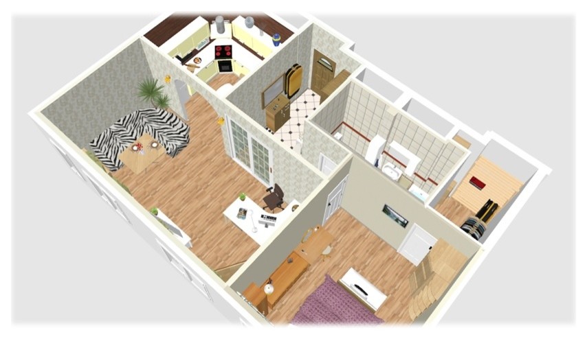 Перепланировка двушки 60м2 в квартиру с большой студией по Фэн-шуй