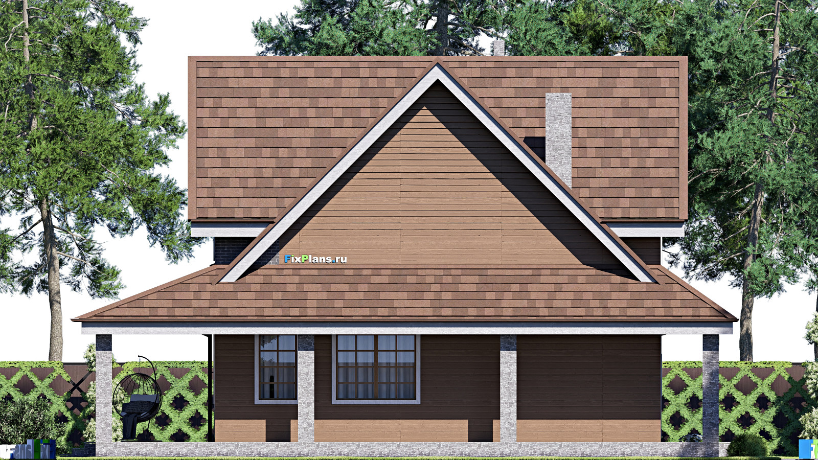 Проект дома с мансардой 12х15 м S201м2 F-17108