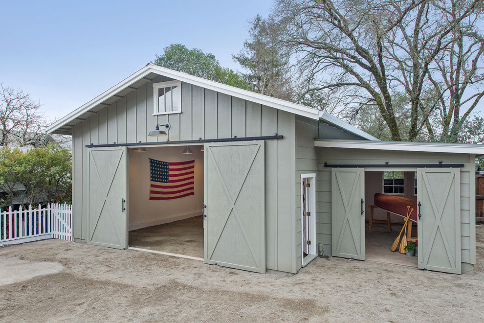 Example of a farmhouse detached boathouse design in San Francisco