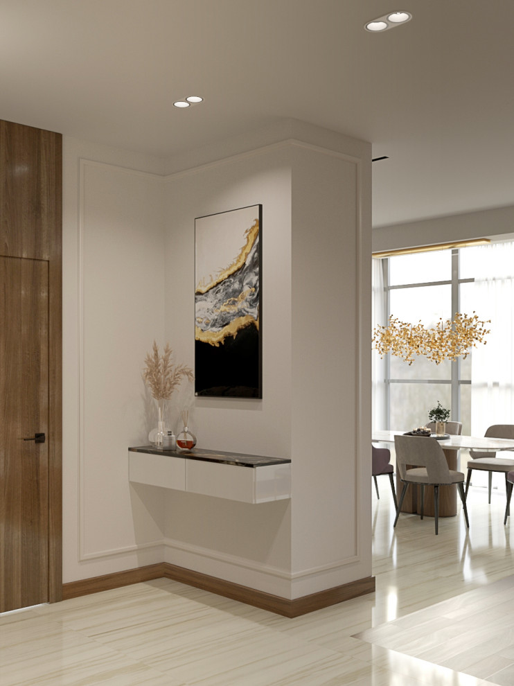 Современная городская квартира с панорамным остеклением в стиле ар-деко