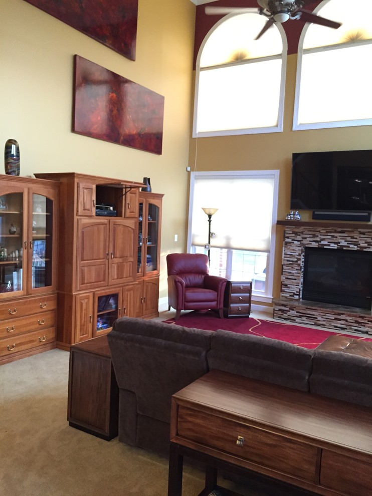 Two-Story Family Room - Made Warm and Cozy