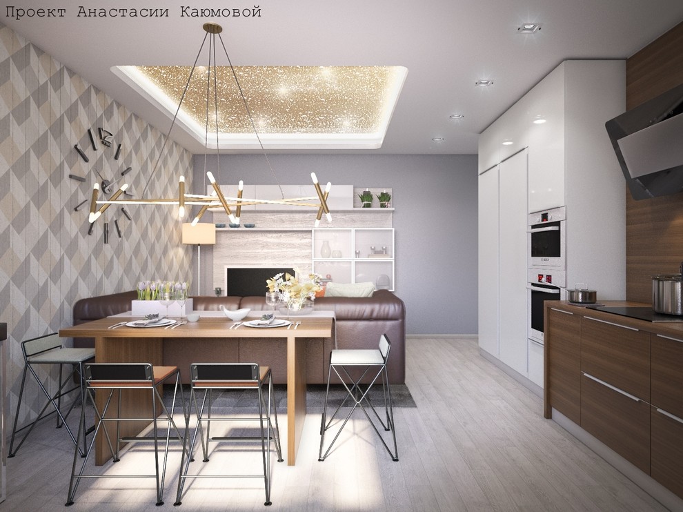 Кухня-гостиная с потолком "звезды"