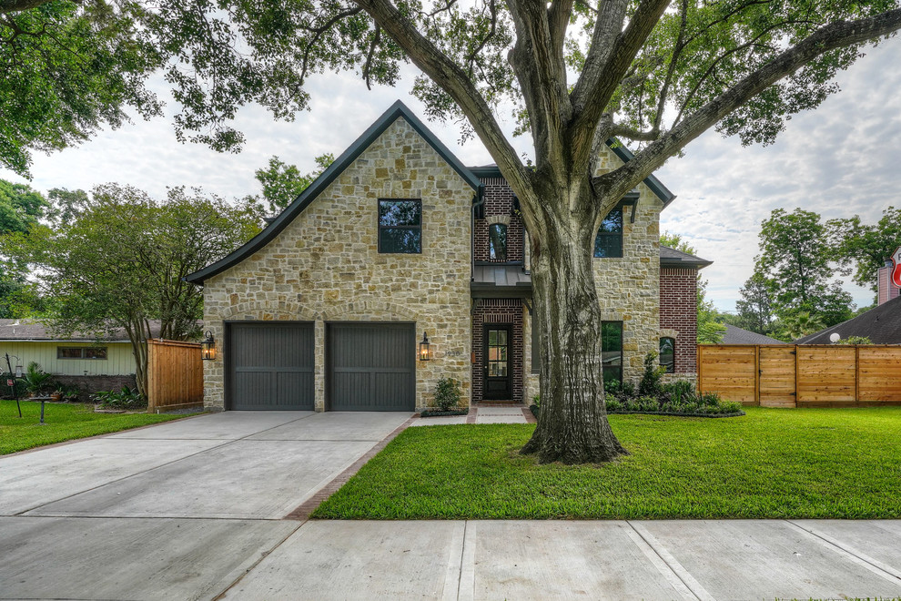 Example of a transitional exterior home design in Houston