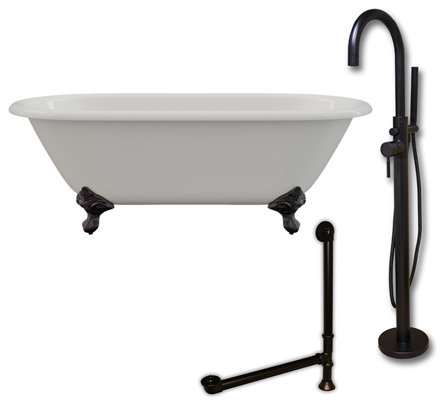 Cast Iron Double Ended Clawfoot Tub 67"x30" No Drillings BRZ Package Traditional Bathtubs
