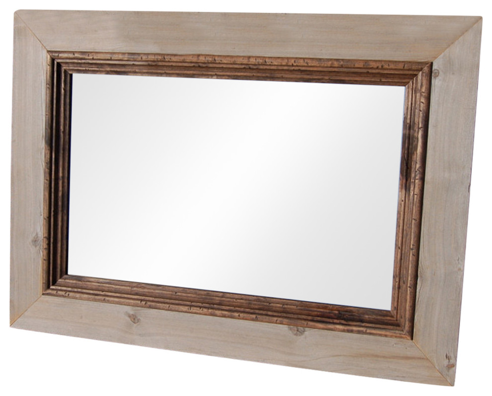 Rustic Mirror, Cabin Mirror With Deep Alder Stepped Molding Rustic