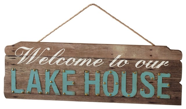 Lake House Wall Art welcome to our lake house" wall art with rope hanger, 31.38"x17.13 Lake House Wall Art welcome to our lake house" wall art with rope hanger, 31.38"x17.13