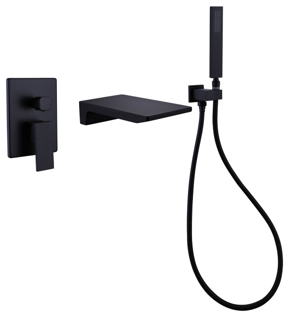 Wall Mount Tub Faucet with Handheld Shower Contemporary Tub And