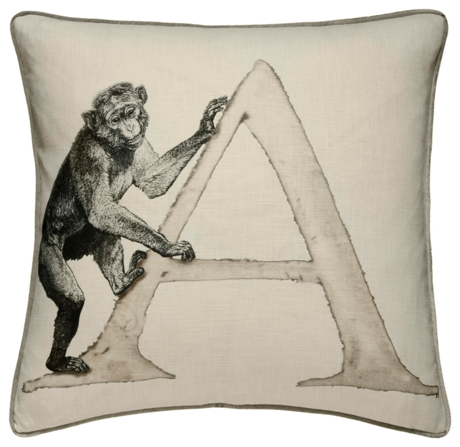 Linen Alphabet Print Cushion Andrew Martin Animal Tropical Seat