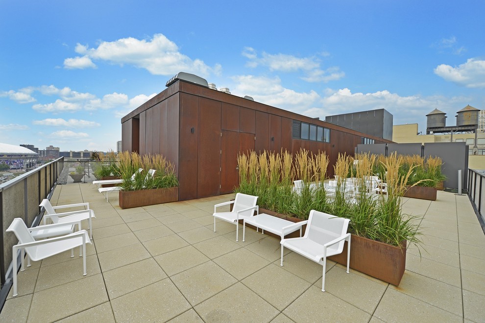 This is an example of an industrial rooftop and rooftop deck in Minneapolis with no cover.