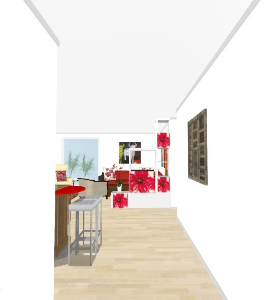 Cette image montre une petite entrée marine avec un couloir, un mur blanc et un sol en vinyl.