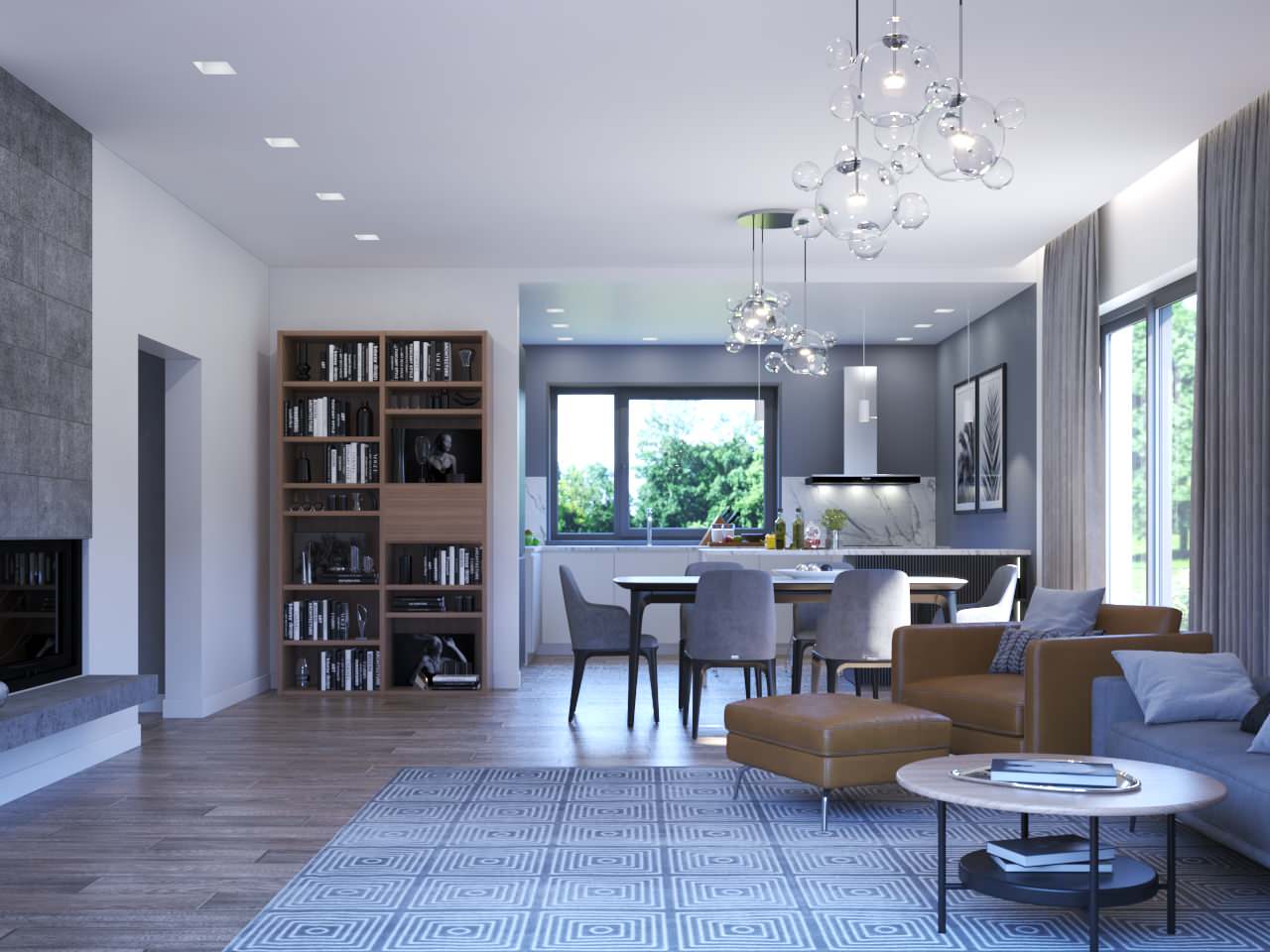 Гостиная совмещенная с кухней