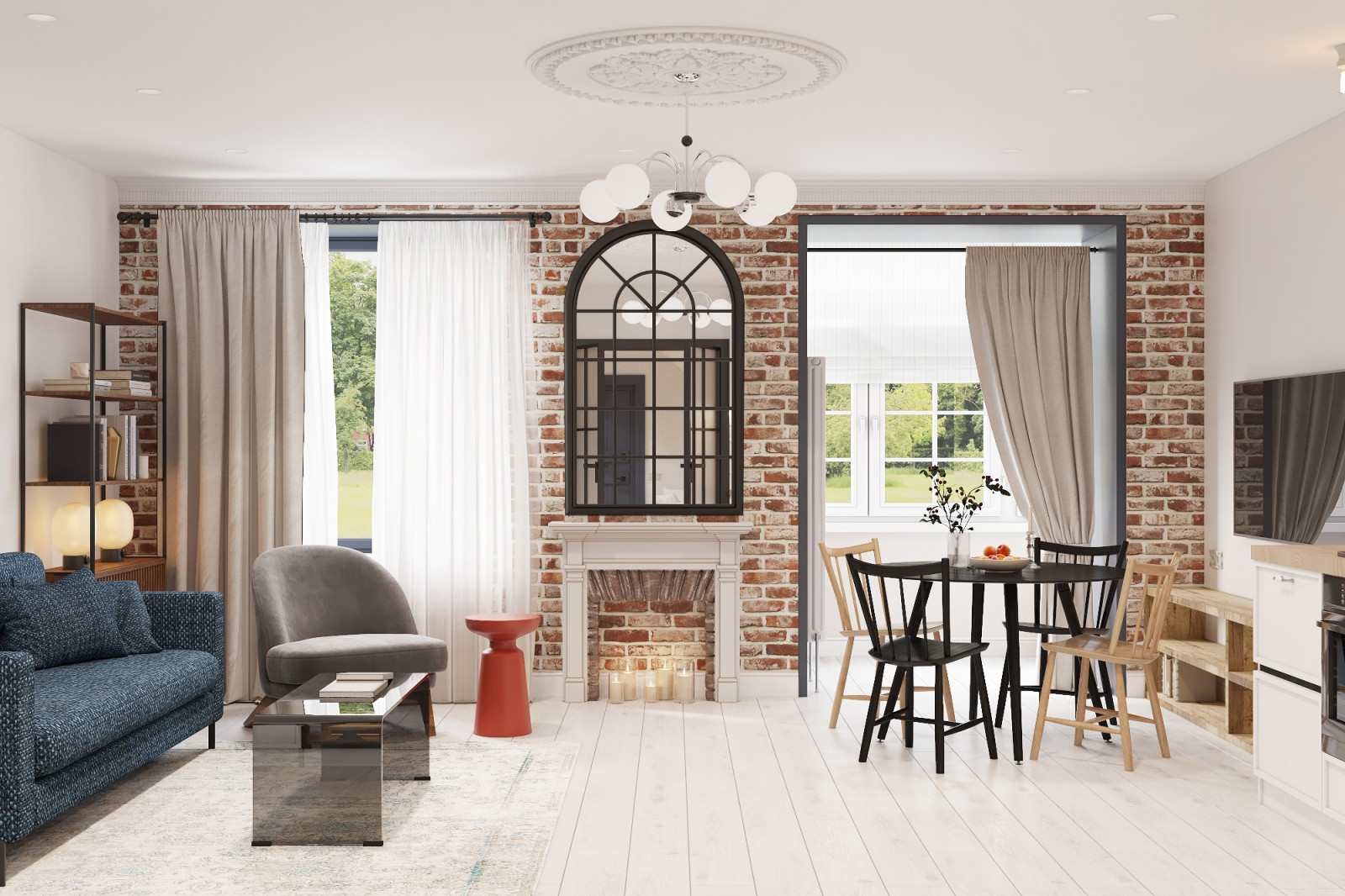 Дизайн проект квартиры с элементами стиля mid-century modern.