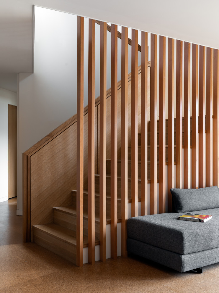 Inspiration for a midcentury staircase in Portland.