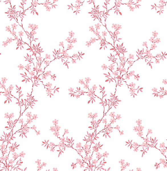 Modern Floral Vine Wallpaper, Pink and Dusty Rose, Bolt