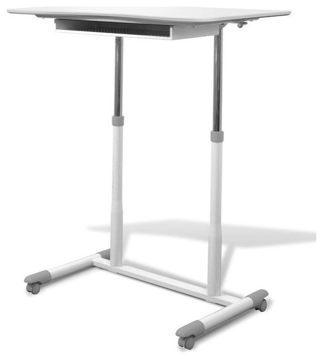 Unique Furniture Height Adjustable Steel Base Sit/Stand Desk in White