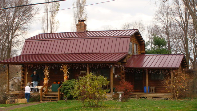 Standing Seam Metal Roofing In Burgandy Traditional Exterior