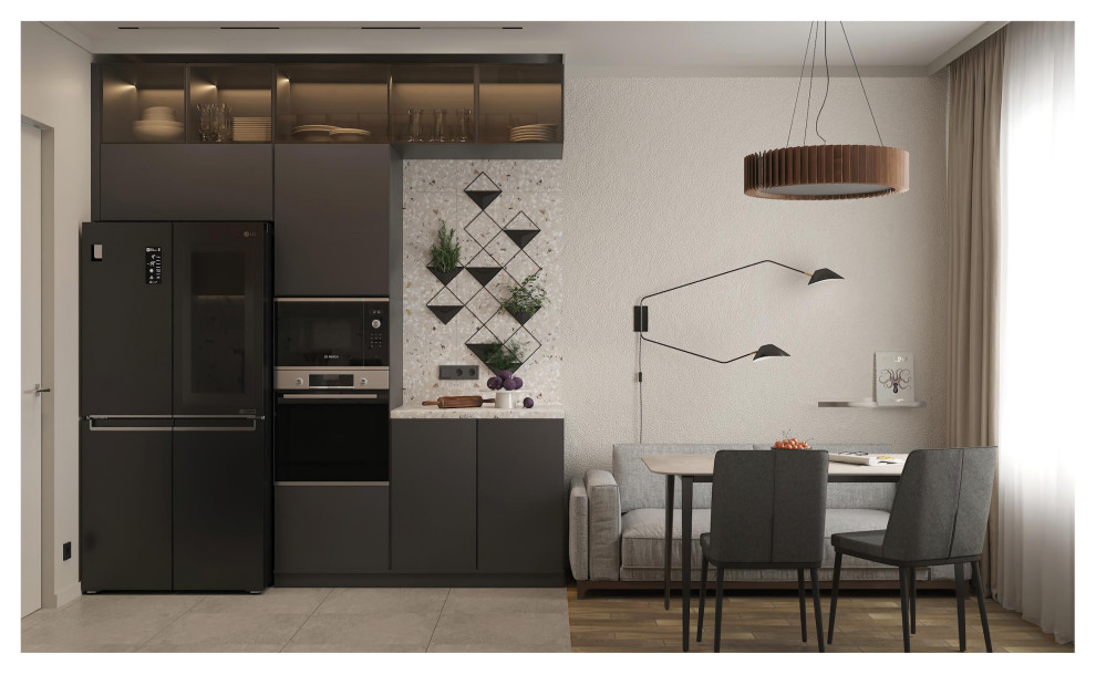 Яркий смешанный стиль в квартире 70 м2