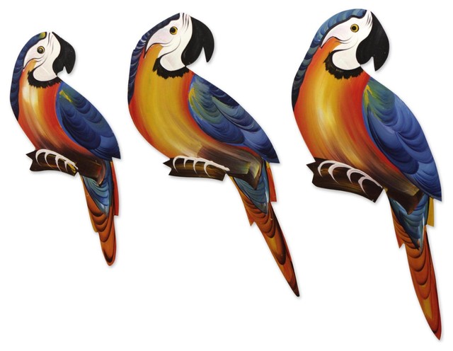 Tropical Rainforest Macaw Red Parrot Tiki Nursery Bath Wall Decor