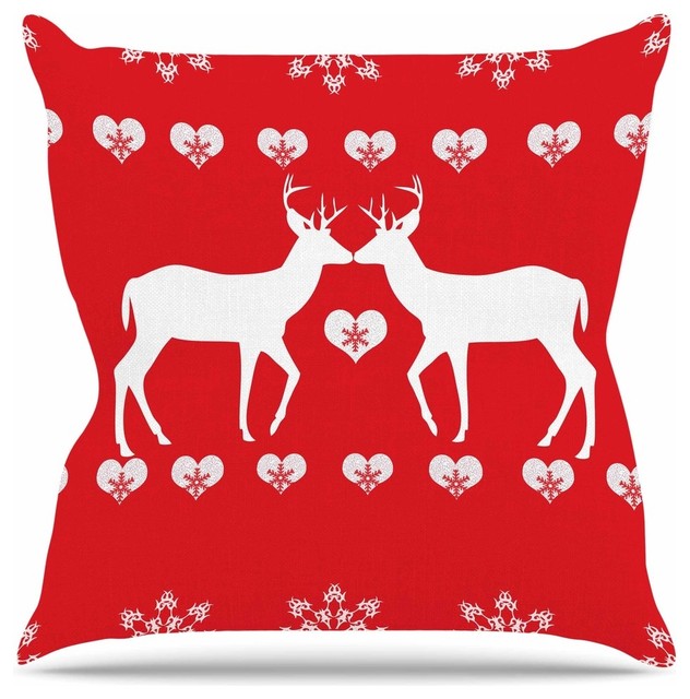 Suzanne Carter "Christmas Deer 2" Holiday Pattern Throw Pillow, 26"x26"