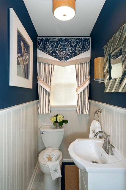 Small Powder Room Makeover AFTER - Transitional - Powder 