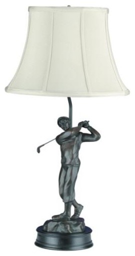 Sculpture Table Lamp Old Time Golfer Hand Painted Made in USA OK