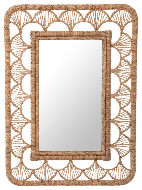 Rectangular Illuseion Decorative Seagrass Wall Mirror, 24x36