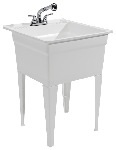 ... Heavy Duty Sink -Fully Loaded Sink Kit, White modern-utility-sinks
