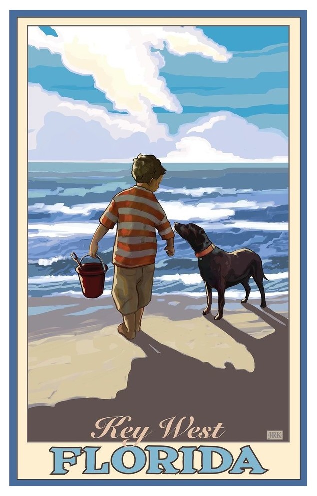 Joanne Kollman Key West Florida Boy Dog East Art Print, 24"x36"
