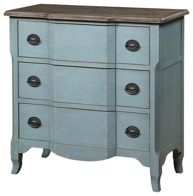 Bar Harbor Blue 3 Drawer Chest Farmhouse Accent Chests And