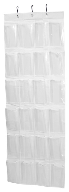 Essential Home Over-the-Door Clear/White 24-Pocket Shoe Bag