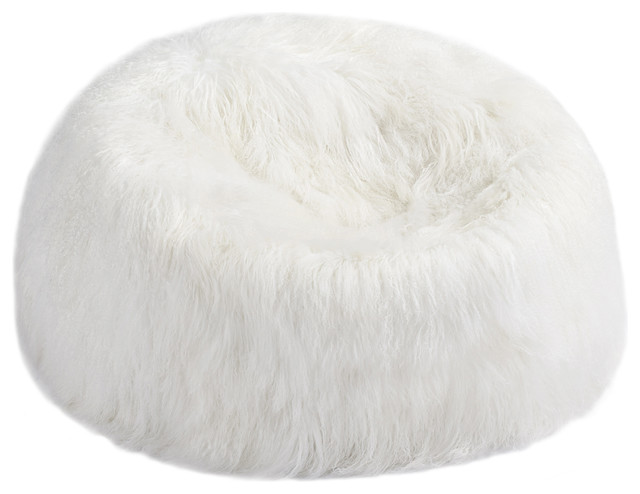 Tibetan Lambskin Bean Bag Contemporary Chairs By Tibetan Lambskin Bean Bag White